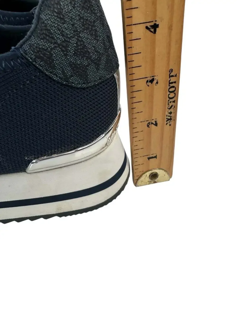 Michael Kors Monique Knit Trainer Navy Platform Sneakers Athleisure Womens 8
